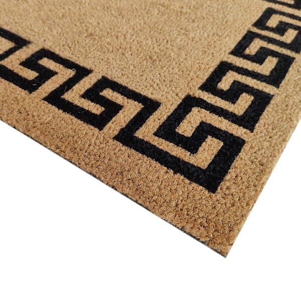 First Concept First Concept 18 in. W X 30 in. L Black/Brown Greek Key Border Coir Door Mat - FC-72023