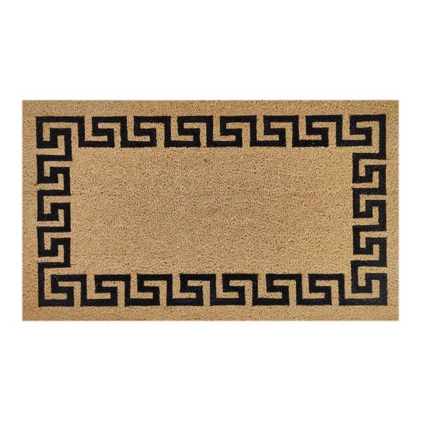First Concept First Concept 18 in. W X 30 in. L Black/Brown Greek Key Border Coir Door Mat - FC-72023