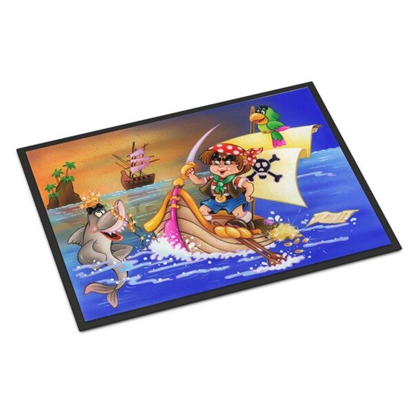 Carolines Treasures Boy Playing Piriate with Dolphin Indoor or Outdoor Mat, 24 x 36 in. - APH6105JMAT