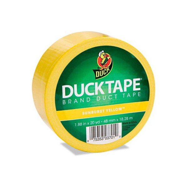 Shurtech Brands Duck Colored Duct Tape, 1.88"W x 20 yds - 3" Core - Yellow - 1304966
