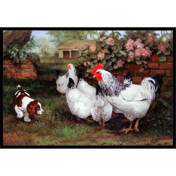 Jensendistributionservices Chickens, Hens & Puppy Indoor or Outdoor Mat, 24 x 36 - MI2557544