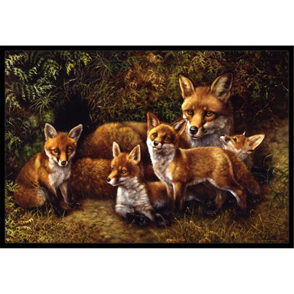 Micasa Fox Family Foxes by Daphne Baxter Indoor or Outdoor Mat, 24 x 36 - MI11005