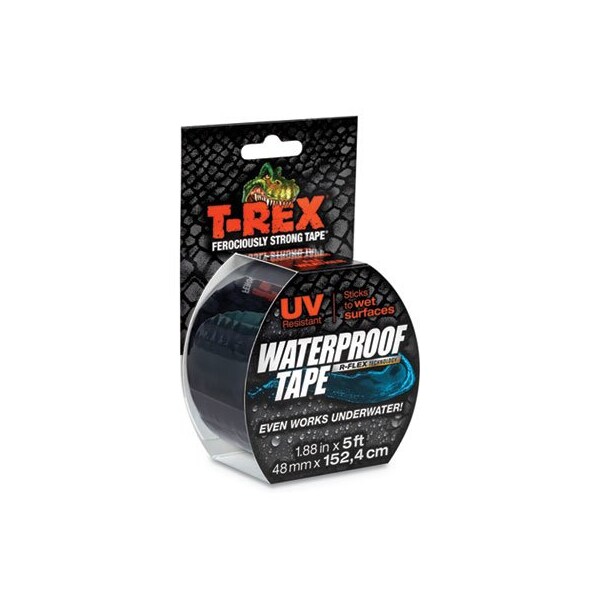 Shurtech Brands T-REX, WATERPROOF TAPE, 3in CORE, 2in X 5 FT, BLACK - 285988