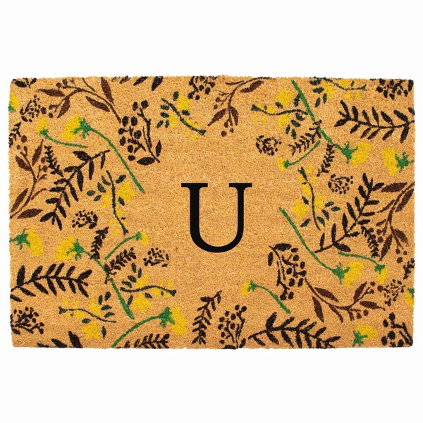 Calloway Mills Monogram Door Mat, Black, Yellow, Green, Natural, 24 in W x 36 in L - 105082436U