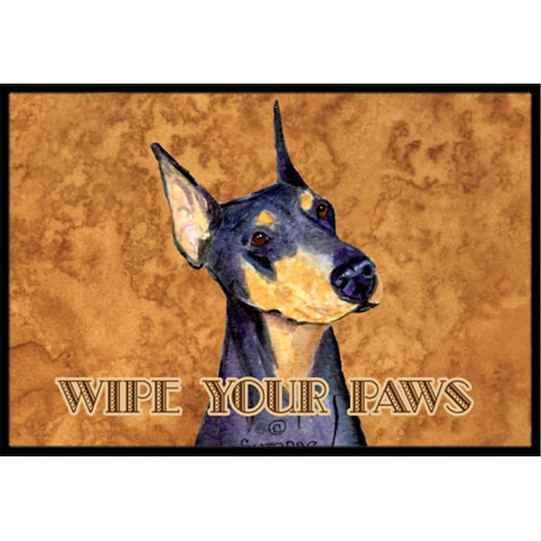 Carolines Treasures 24 X 36 In. Black And Tan Doberman Wipe Your Paws Indoor Or Outdoor Mat - CA74599