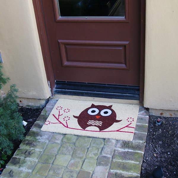Rubber-Cal "Hooo's There?" Owl Cocomats, 18 x 30-Inch - 10-106-002