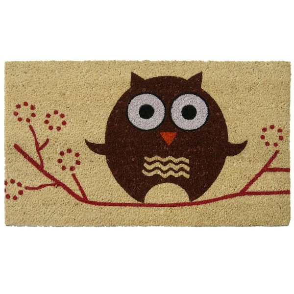 Rubber-Cal "Hooo's There?" Owl Cocomats, 18 x 30-Inch - 10-106-002