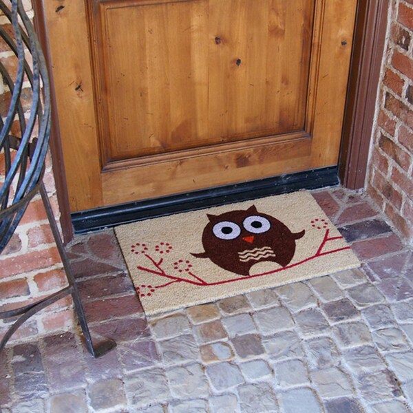 Rubber-Cal "Hooo's There?" Owl Cocomats, 18 x 30-Inch - 10-106-002