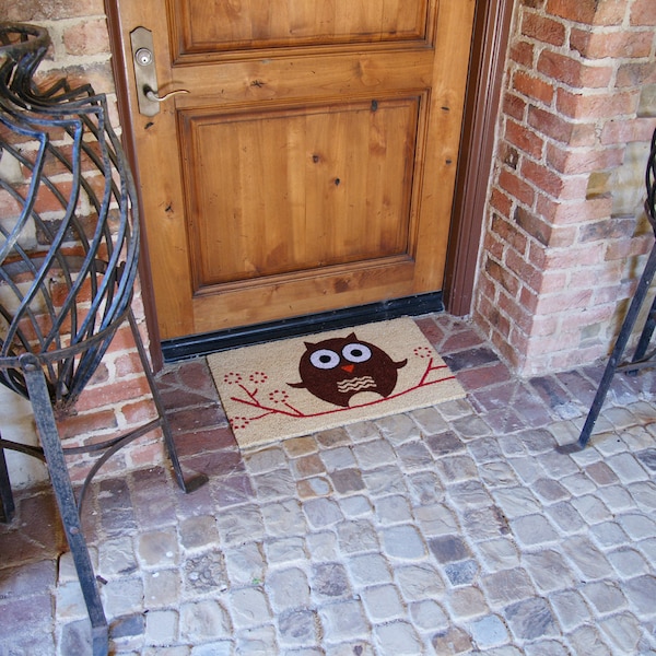Rubber-Cal "Hooo's There?" Owl Cocomats, 18 x 30-Inch - 10-106-002