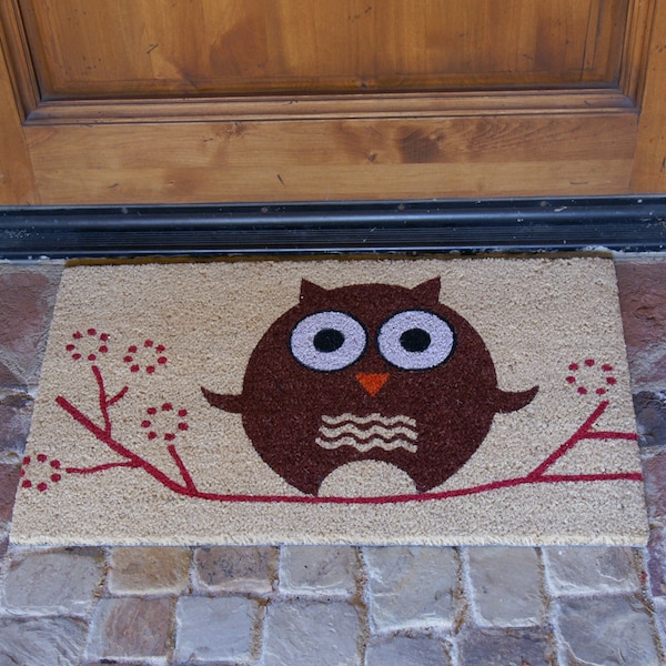 Rubber-Cal "Hooo's There?" Owl Cocomats, 18 x 30-Inch - 10-106-002