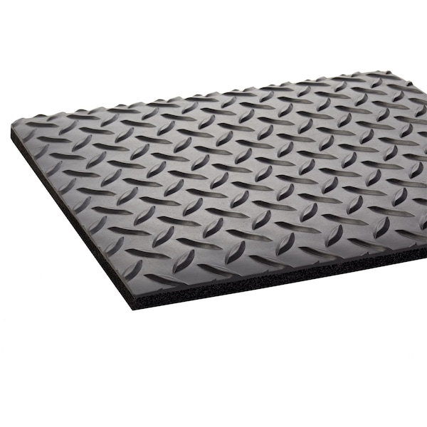 Crown Matting Technologies Antifatigue Mat, 5' L x 3' W, 9/16" Thickness, Vinyl deck plate, Black - CD 0035DB
