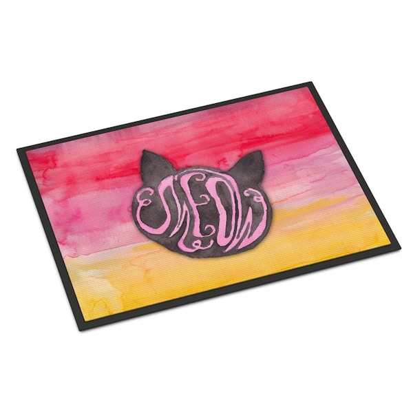 Carolines Treasures 24 x 36 in. Cat Face Meow Watercolor Indoor or Outdoor Mat - BB7358JMAT