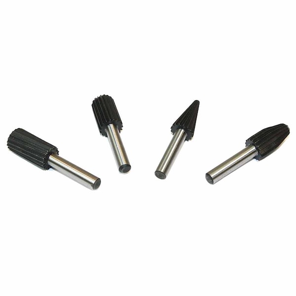 Big Horn 4 Pcs 1/4-Inch Shank Rotary Wood Carving Burr File Rasp Drill Bit Set - 13106