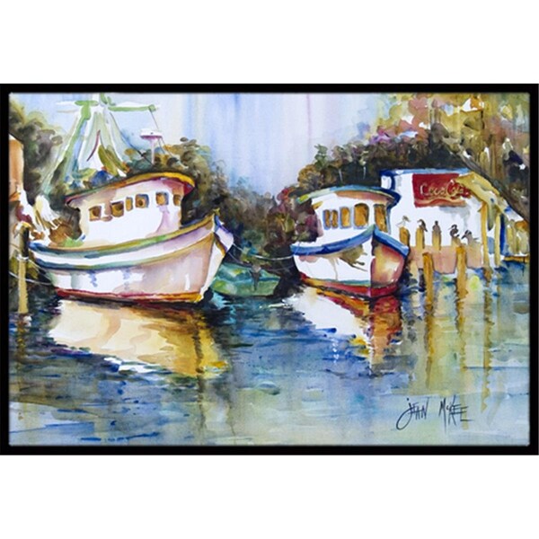Carolines Treasures Fly Creek Fish Market Indoor and Outdoor Mat- 18 x 27 in. - JMK1046MAT