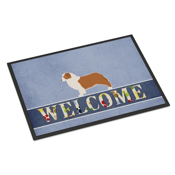 Carolines Treasures 18 x 27 in. Australian Shepherd Dog Welcome Indoor or Outdoor Mat - BB5537MAT