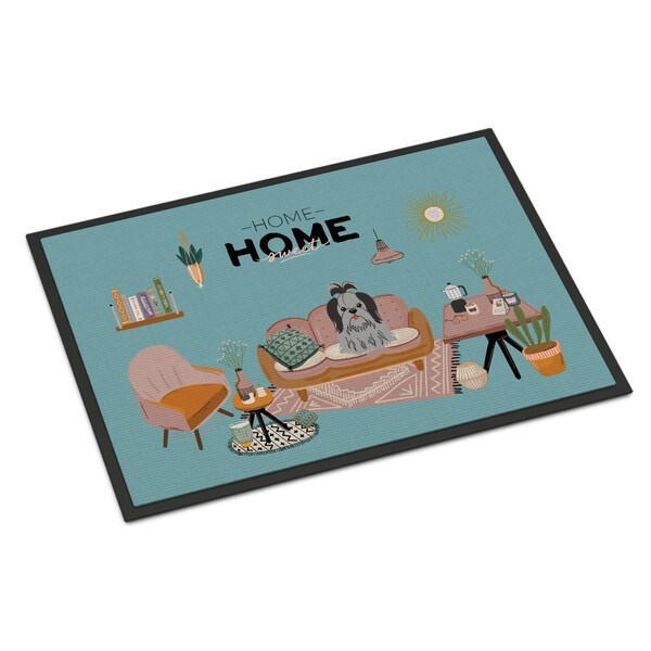 Carolines Treasures 24 x 36 in. Black Silver Shih Tzu Sweet Home Indoor or Outdoor Mat - CK7934JMAT