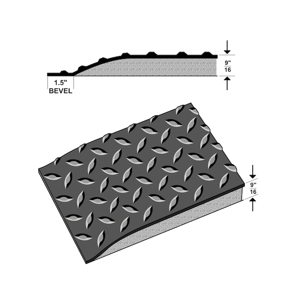 Rhino Mats Antifatigue Mat, 60 in L x 36 in W, 9/16 in Thickness, Vinyl, Gray - DV-3660-G916