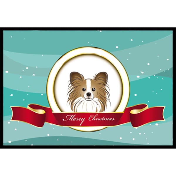 Carolines Treasures Papillon Merry Christmas Indoor and Outdoor Mat- 24 x 36 in. - BB1558JMAT