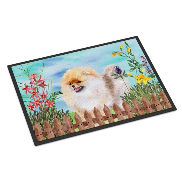 Carolines Treasures Pomeranian Spring Indoor or Outdoor Mat - 18 x 27 in. - CK1244MAT