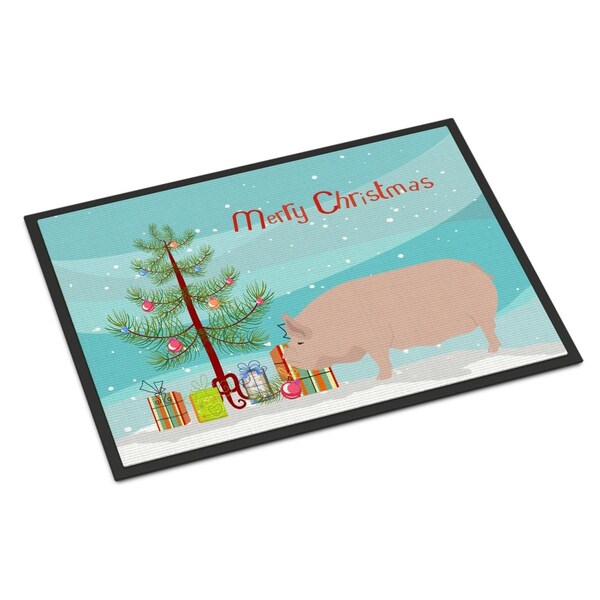 Carolines Treasures Welsh Pig Christmas Indoor or Outdoor Mat, 24 x 36 in. - BB9304JMAT