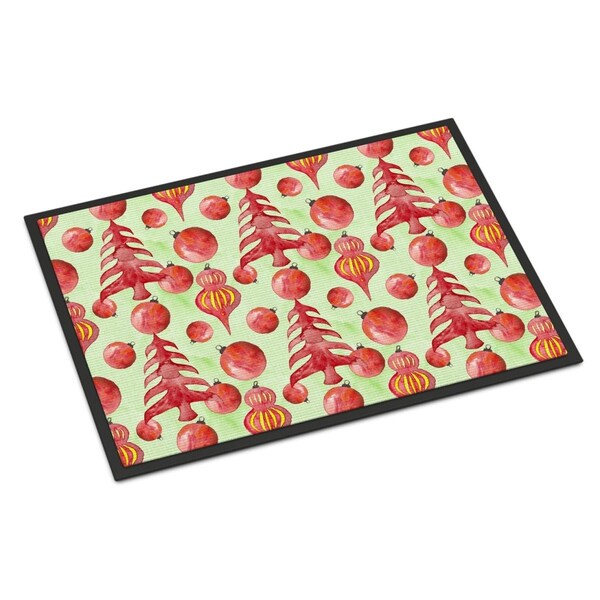 Carolines Treasures Red Christmas Tree and Ornaments Indoor or Outdoor Mat, 18 x 27 in. - BB7483MAT
