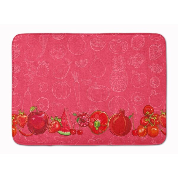 Carolines Treasures Fruits & Vegetables in Red Machine Washable Memory Foam Mat - BB5133RUG