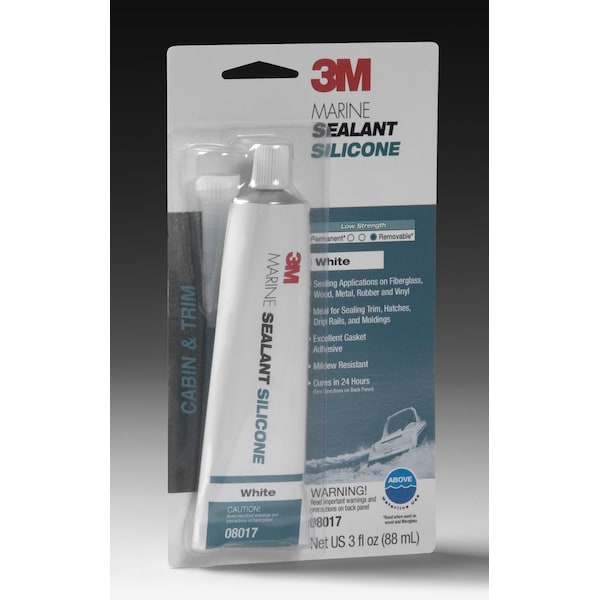3M 3M 08017 Marine Grade Silicon Sealant, White / 3 oz. - 7000120479