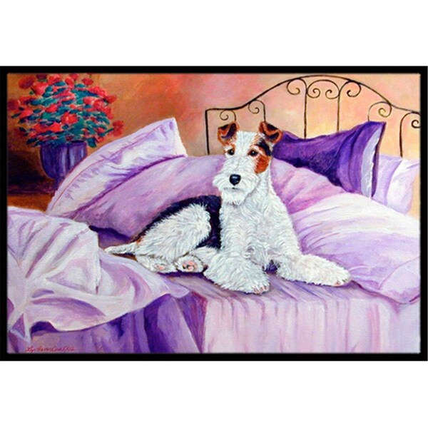 Carolines Treasures 24 x 36 in. Fox Terrier Waiting on Mom Indoor Or Outdoor Mat - 7121JMAT