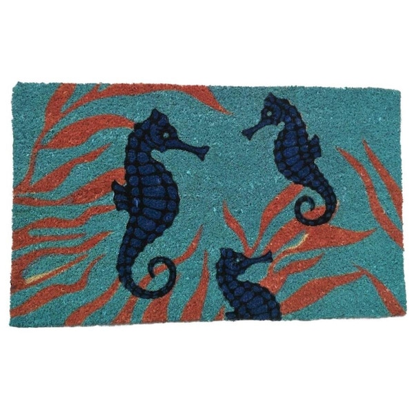 Geo Crafts Geo Crafts G499 PVC Bleach Sea Horse Entry Way Doormat - G499