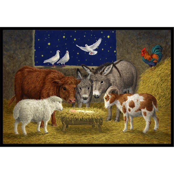 Jensendistributionservices Animals at Crib Nativity Christmas Scene Indoor or Outdoor Mat, 18 x 27 - MI2557147