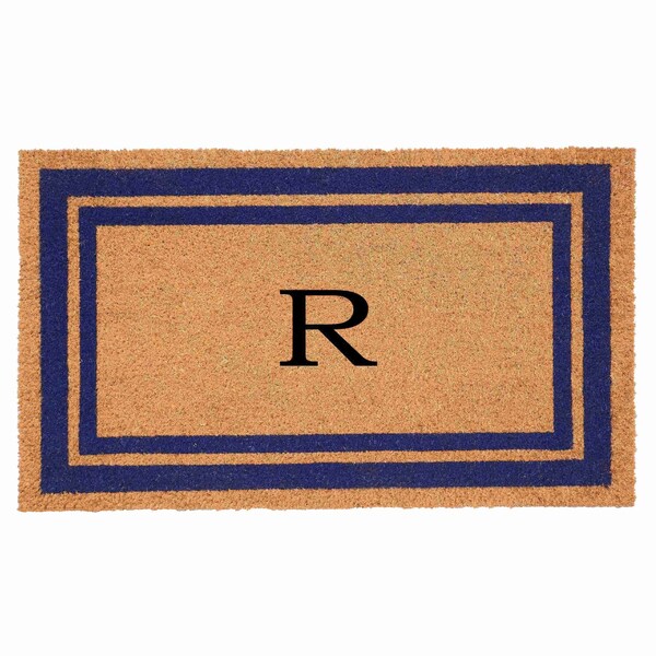 Calloway Mills Monogram Door Mat, Natural, Dark Blue, 18 in W x 30 in L - 153001830R