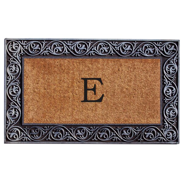 Calloway Mills Monogram Door Mat, Silver, Black, Natural, 18 in W x 30 in L - 10002SILVE