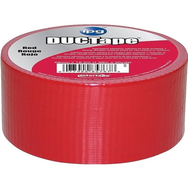 Intertape Duct Tape, 20 yd L, 188 in W, PolyethyleneCoated Cloth Backing, Red - 6720RED