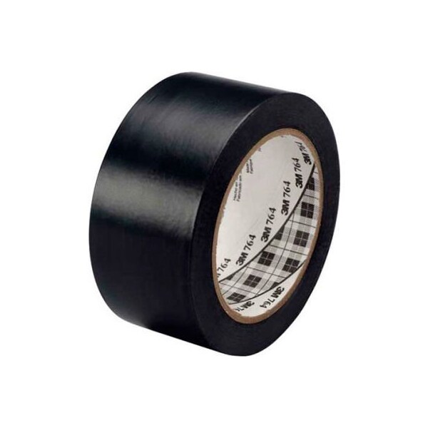 Box Packaging 3M 764 Vinyl Tape 2" x 36 Yds 5 Mil Black - 6/PACK - T967764B6PK