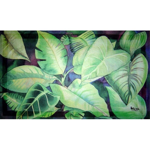 Custom Printed Rugs Leaves Doormat Rug Green 18 x 30 in - CPR028