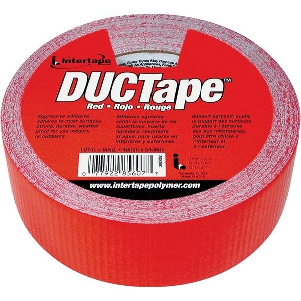 Intertape Duct Tape, 60 yd L, 188 in W, PolyethyleneCoated Cloth Backing, Red - 20C-R2