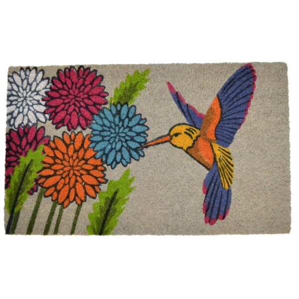 Jensendistributionservices PVC Backed Coir Doormat, Blue Hummingbird - MI2592400