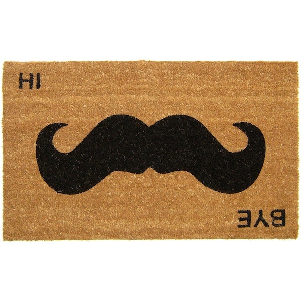 Geo Crafts Geo Crafts G357 Mustache Hi Bye 18 x 30 in. PVC Vinyl Back Doormat - G357 MUSTACHE HI BYE