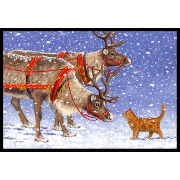 Jensendistributionservices Reindeer & Cat Indoor or Outdoor Mat, 18 x 27 - MI2557102