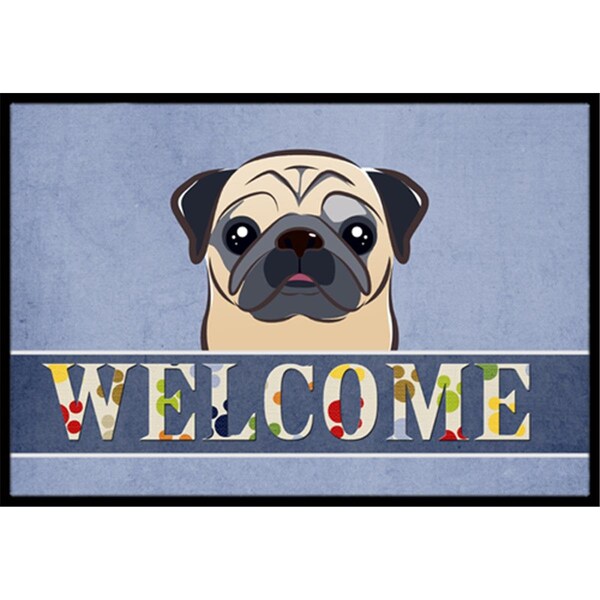 Carolines Treasures Fawn Pug Welcome Indoor & Outdoor Mat, 18 x 27 in. - CA77387