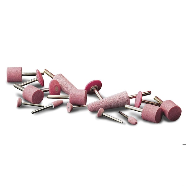 Cgw Abrasives Premium Pink Mounted Point, A5 Cone Point, 3/4 in Dia x 1-1/8 in L Head, 1/4 in Dia Shank - 35955