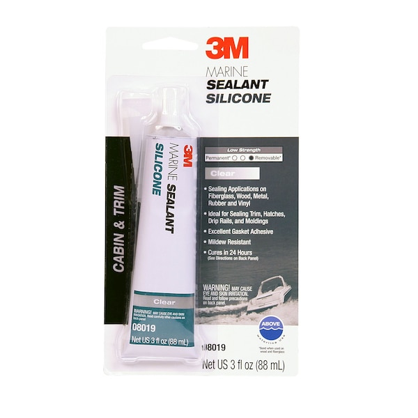 3M 3M 08019 Marine Grade Silicone Sealant - Clear, 3 oz. - 7000120480