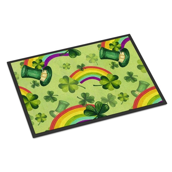 Micasa Watercolor St Patricks Day Lucky Leprechan Indoor or Outdoor Mat24 x 36 in. - MI887594