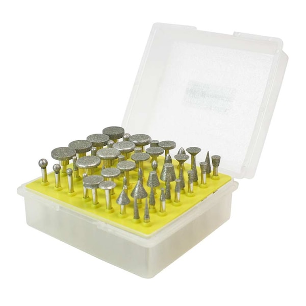 Big Horn 50-Pieces 1/8 Inch Shank x 1-3/4 Inch Diamond Coated Mounted Points - Large - 19398