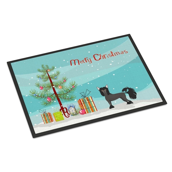 Carolines Treasures 18 x 27 in. Chinese Crested Christmas Tree Indoor or Outdoor Mat - CK3447MAT