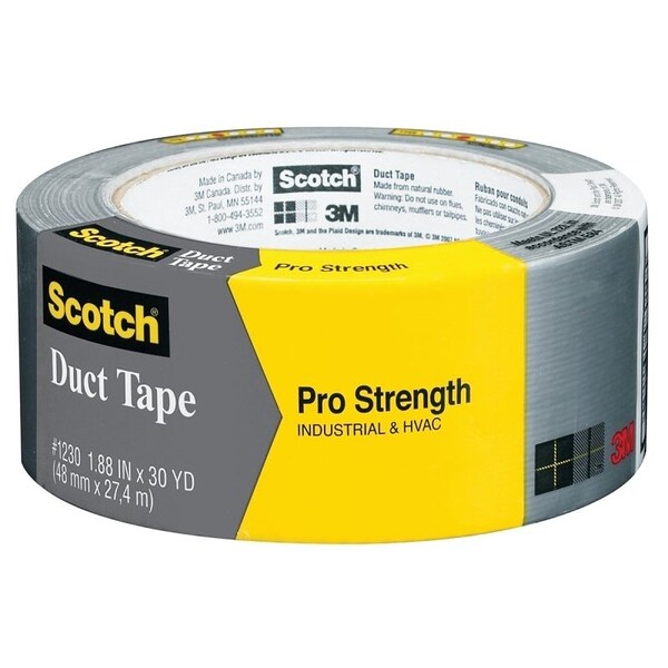Scotch Duct Tape, 30 yd L, 1.88 in W, Gray - 1230-A