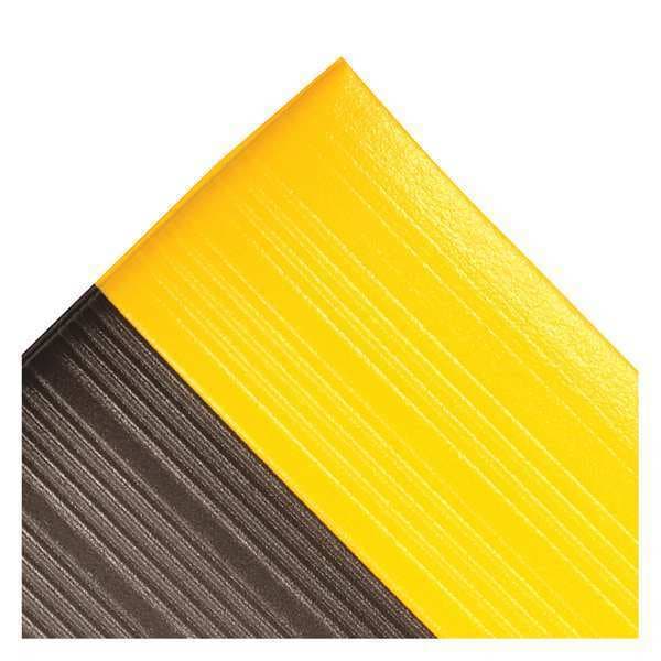Notrax Antifatigue Mat, 4 ft. L x 3 ft. W, 5/8" Thickness, Closed Cell PVC Foam, Corrugated, Black/Yellow - 410S0534BY