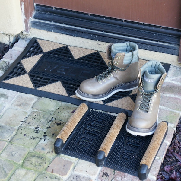 Rubber-Cal "Traditional" Outdoor Boot Scraper - 2.5 in. x 12 in. x 16 in. - 10-100-011