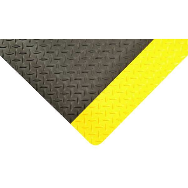 Notrax Antifatigue Mat, 5 ft. L x 3 ft. W, 9/16" Thickness, Vinyl, Diamond Plate, Black/Yellow - 485S0035YB