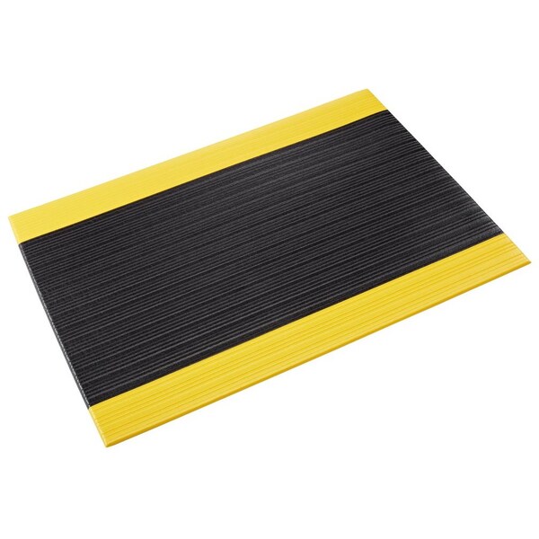 Crown Matting Technologies Antifatigue Mat, 60' L x 3' W, 3/8" Thickness, PVC Foam, Black/Yellow - SER3836YB